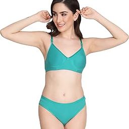 Non Padded Bra Panty Set - Made of Pure Cotton Full Coverage Non Wired Seamless Pushup Soft Cup for T-Shirt Saree Dress Sports Garment for Daily Use Everyday-image-88