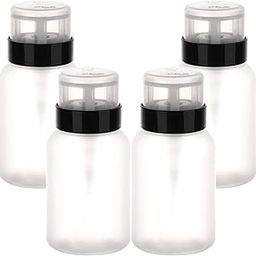 Tbestmax Pack of 4 Push Down Pump Dispenser, Lockable Empty Bottle for Alcohol, Acetone, Nail Polish and Makeup Remover, 200 ml (6.8 oz), Clear, Rectangular, 4.7*2.3*4.7 inches-10