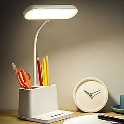 MANSAA Study Table Lamp | 18 Months Warranty | Table Lamp, Study Lamp, Table Lamp for Study, Desk Lamp, Study Lamp Rechargeable, 3 Color Modes LED with Pen Holder & Mobile Stand, Rechargeable (White)-29