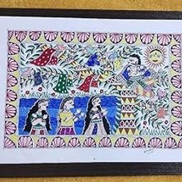 Krishna Leela madhubani painting 12×16 inch with frame-image-14