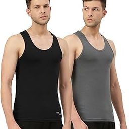 Vest for Men | Bamboo Sleeveless Super Soft Round Neck Gym Comfort Vests | Workout Regular Fit Innerwear | Breathable Sando with Long Hemline | Double Pack-image-5