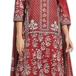 biba Women Green-Maroon Cotton Unstitched Suit Set_Free Size-picture-16