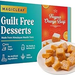 Magic Leaf Sugar Free Nagpur Orange Burfi Dessert - 250 gm, 100% Natural & Freshly Made Indian Mithai Barfi Sweets Gift Box, Low Carb Keto Friendly, Orange Burfee Sweetened with Stevia-image-49