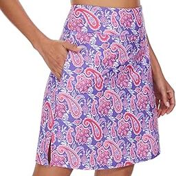 Modest Knee Length Skorts Skirts for Women Tennis Athletic Golf Skort with Pockets UV Protection High Waist-image-48