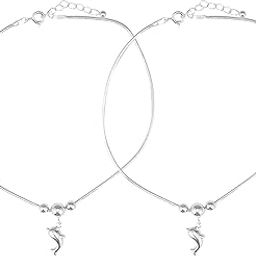 EXCLUSIVE 925 Pair of Pure Silver Dolphin Charms with 3 Moving Balls Anklet (PAYAL) Threaded Snake Pattern Anklet for Girls and Women - 11 Grams-image-35