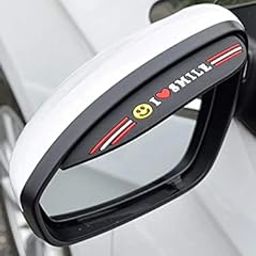 Ritmo 1 Pair Car Side Wing Mirror Rain Protector Cover Cap Smoke Guard Universal Carbon Fiber Rear View Side Mirror Rain Eyebrow for Cars Truck Rear View Mirror Cover Accessories (SMILEY)-22
