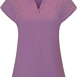 Felisou Womens V Neck Golf Polo Shirts Short Sleeve Sport Shirt Workout Tops Purple, Medium-image-38