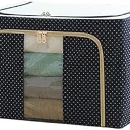 HOMEDRIP Neavy Blue Living Box - Wardrobe Organizer, Storage Boxes for Clothes with Zip 66 Litre (Pack of 1) (66 LTR) Blue with white polka dot and reasonable wardroabe-image-39