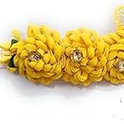 CRAnsh Creations;Crafted with Love Handmade Floral cotton blend headbands for baby girls (0-2 years) clothing accessories Pack of 1 (Yellow, S)-image-114