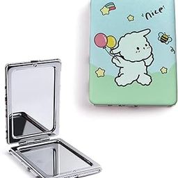 BlackBoss Cute Sweet Cartoon Fashion Girl Magnifying Foldable Style Heart Shaped Mirror Pocket Friendly Easy to Carry Dual Side Mirror 180 Degrees Rotation (White)-picture-30