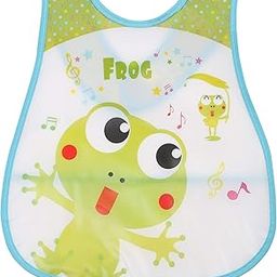Pokory Baby Bibs for feeding kids Bib with Washable Nylon material Size For 2 months to 3 years Adjustable Bib with attractive designs and colours (Frog Green Blue, Pack of 1)-8