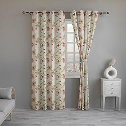 LINENWALAS Decorative Printed Cotton Semi Sheer Curtains 7 Feet Long Set of 2 Panel, Grommet Hanging, Floral Printed Door Curtains (L-7 x W-4.5 Feet, Amer Bel), Multicolor-image-3