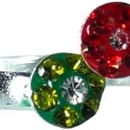Front Lock Toe Ring With Red And Green Zirconia Stones Arranged In Round Shape With White Stone At Center-image-14
