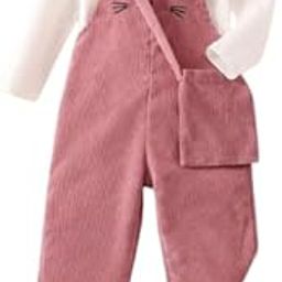 Baby Girls Solid Cotton Blend Style Top and Dungarees Set with Purse (White & Pink)-picture-56
