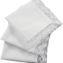 5 Pack Ladies Embroidery Cotton Handkerchiefs Lace Border White Hanky-image-57