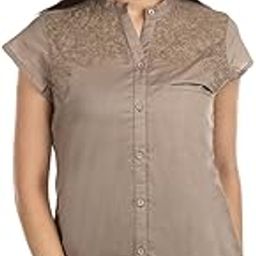 Cap Sleeve 100% Cotton Casual Camel Grey Wome's Top-image-33