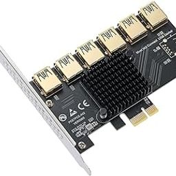 Etzin PCI-E 1 to 6 Riser Card,PCI-E 1X to External 6 PCI-E USB 3.0 Adapter Multiplier Card,PCIE Riser Card for Bitcoin Mining (PCIe1 x 6-USB3.0)-18