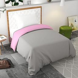 Maysha Cover Single Bed with Zipper Blanket Cover/Quilt Cover/Comforter Cover/Duvet Cover Single Bed Size Microfiber Comforter Cover (Pink-Grey)-image-3