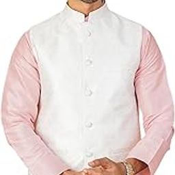Men's Banarasi Rayon Cotton White Nehru Jacket-image-88