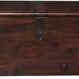 Woodcrony Wood Decor Solid Sheesham Wood Antique Trunk Box, Storage Sandook for Home in Natural Finish for Living Room Bedroom Guest Room and Corporate Office, 39" cm W x 18" cm D x 18" cm H Inches-30
