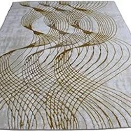 Urban Modern Decor Exclusive Biege & Ivory with Gold Design Turkish Carpet - Luxurious, Handcrafted Rug with Intricate Patterns - Turkey Carpet(5x7 feet)-image-45