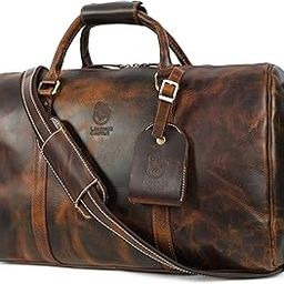 Customizable Leather Duffel Bag for Men – Vintage Travel Bag with Spacious Compartments, Carry-On Approved, Durable Weekender Lagged, Stylish Gym & Overnight Bag for Business and Leisure (LIGHT-BROWN-image-56