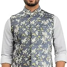 vastramay JBN Men's Grey Silk Blend Nehru Jacket-picture-25