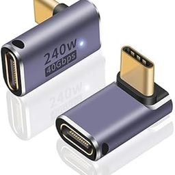 atdaraz 240W USB C 90 Degree Adapter, Up & Down 90 Degree USB C Adapter,(40Gbps, 8K@60Hz, Male to Female) Type C Extender Thunderbolt 4/3, (2-Pack)-image-7