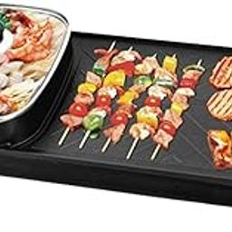Electric Grill Hot Pot 2 in 1,Multifunctional Smokeless Grill Indoor Teppanyaki Grill/Shabu Shabu Pot with Divider - Separate Dual Temperature Contral, Non-Stick Pan BBQ Capacity for 2-12 People-8