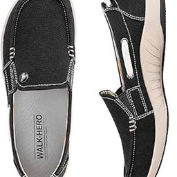 Womens Slip On Shoes - Casual Boat Loafers Shoes for Women with Arch Support - Plantar Fasciitis Canvas Sneakers for Daily Walking-image-23
