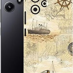 AtOdds - REDMI 12 (5G) - Mobile Back Skin Sticker - Lamination - Rear Screen Guard Protector Film Wrap (Coverage - Back+Camera+Sides) (Design - Pirate Map)-image-50
