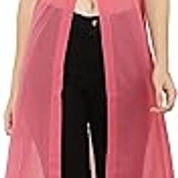 Women’s Georgette Fit & Flare Kurti Dress Round Neck Sleeveless with Front Slit & Button Accent Elegant Casual-image-19