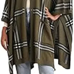 khaleej Women Alana Tartan Cape (Dark Green_Free Size)-picture-4