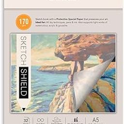 Scholar Sketch Shield Drawing Pad (170 GSM Natural Shade Cartridge Paper with Butter Paper) (A5)-image-56