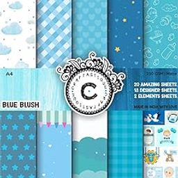 Craftastique Blue Blush Scrapbooking Paperpack (20 Sheets | 250 GSM) (A4) | Decorative Pattern Paper for Art and Craft DIY Greeting Card Paper Texture Sheets Scrapbook Sheets-image-96