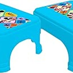 Homestic Disney Mickey Minnie Print Square Plastic Bathroom Stool, Adults Simple Style Stool Anti-Slip with Strong Bearing Stool for Home, Office, Kindergarten (Set of 2,-image-78