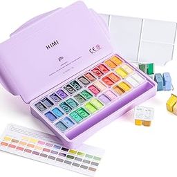 HIMI Twin Cup Jelly Gouache Paint Set, 36 Colors 12g, Jelly Cup Design, Non Toxic Paint for Canvas and Paper, Art Supplies for Professionals (Purple Case)-10