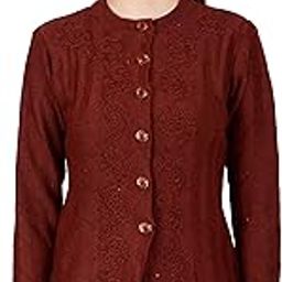 Women Woolen Round Neck Sweater Heavy Front Long Kadai Cardigan Winter Wear Pure Wool Cardigan for Women Free Size Cotty Warm Cardigans with Side Pockets (3XL, Maroon)-image-71