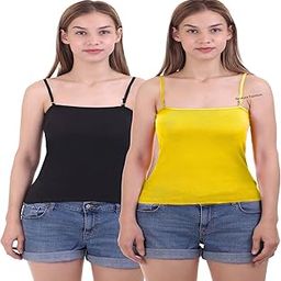 Ladies Cotton Spaghetti Strap Tops (Set of 2) –, Lightweight, Stretchable & Skin-Friendly-image-32