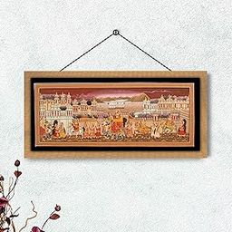 Handmade Raja Mansingh Jal Mahal Sawari Miniature Painting (6x16 Inches)-image-53