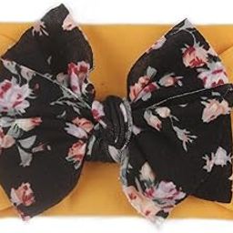 SYGA Baby Headbands Printed Flower Bow Strechable Soft Nylon Hairbands for Newborns, Infants, Toddlers, Kids 0-3 Years (Yellow)-image-32