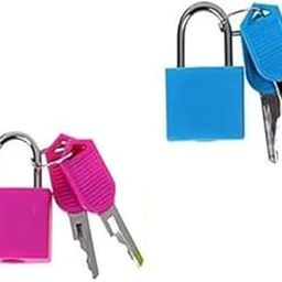 Best Buy Lock Set Small Size Padlocks for Securing Luggage .Metal Luggage Padlocks with Keys Baggage Locking System .Tiny Small Brass Lock and Key Size (30Mmx25Mm) Multicolor .(Set of 2 Pieces)-1