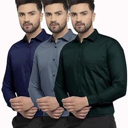 Men's Combo Shirt Cotton Stylish Spread Collar Long Sleeve Shirt Formal Wear (Pack of 3)-image-40