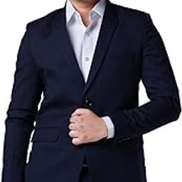 Men's Regular Fit Solid Navy Blazer for Formal Wear-picture-30