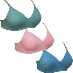 Comfotable Tshirt Padded Bra Multicolor for Womens-Girls Combo (Pack of 3)-image-86
