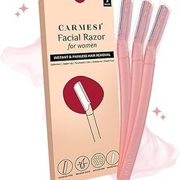 Carmesi Reusable Face Razor for Women Facial Hair- 3 Razors | Instant & Painless Hair Removal | For Eyebrows, Upper Lip, Forehead, Peach Fuzz, Chin and Sideburns | Dermaplaning Tool-54