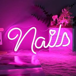 Sifty collectionPink "Nails" Neon Sign for Nail Salon or Home – 6x14 Inch LED Light with Adapter Power, Plug-In Ready, Aesthetic Wall Décor for Beauty Rooms, Salons, Spas, Vanity or Bedroom Display-image-79