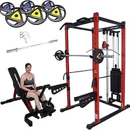 Gamma Fitness Power Squat Rack PR-40 FS Combo with Olympic 7 Feet Barbell, Adjustable Bench MB-400 & Rubber Coated Weight Plates (80 Kg)-12