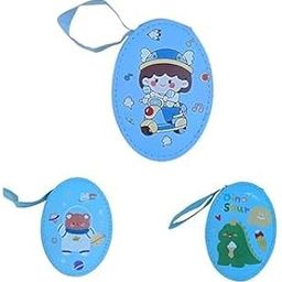 Oval Small Wallets for Women Coins Zipper Pocket Purse for Girls Kids Storage Bag Stylish Coin Pouch Bag Birthday Gift Return Gift Multidesign Pack of 1 (Color: Blue)-image-5
