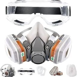 TORIOX Respirator Mask with Filters Reusable Gas Mask with Safety Glasses Paint Spray Half Shield for Survival Nuclear and Chemical Spray Painting Woodworking Welding Dust-image-23